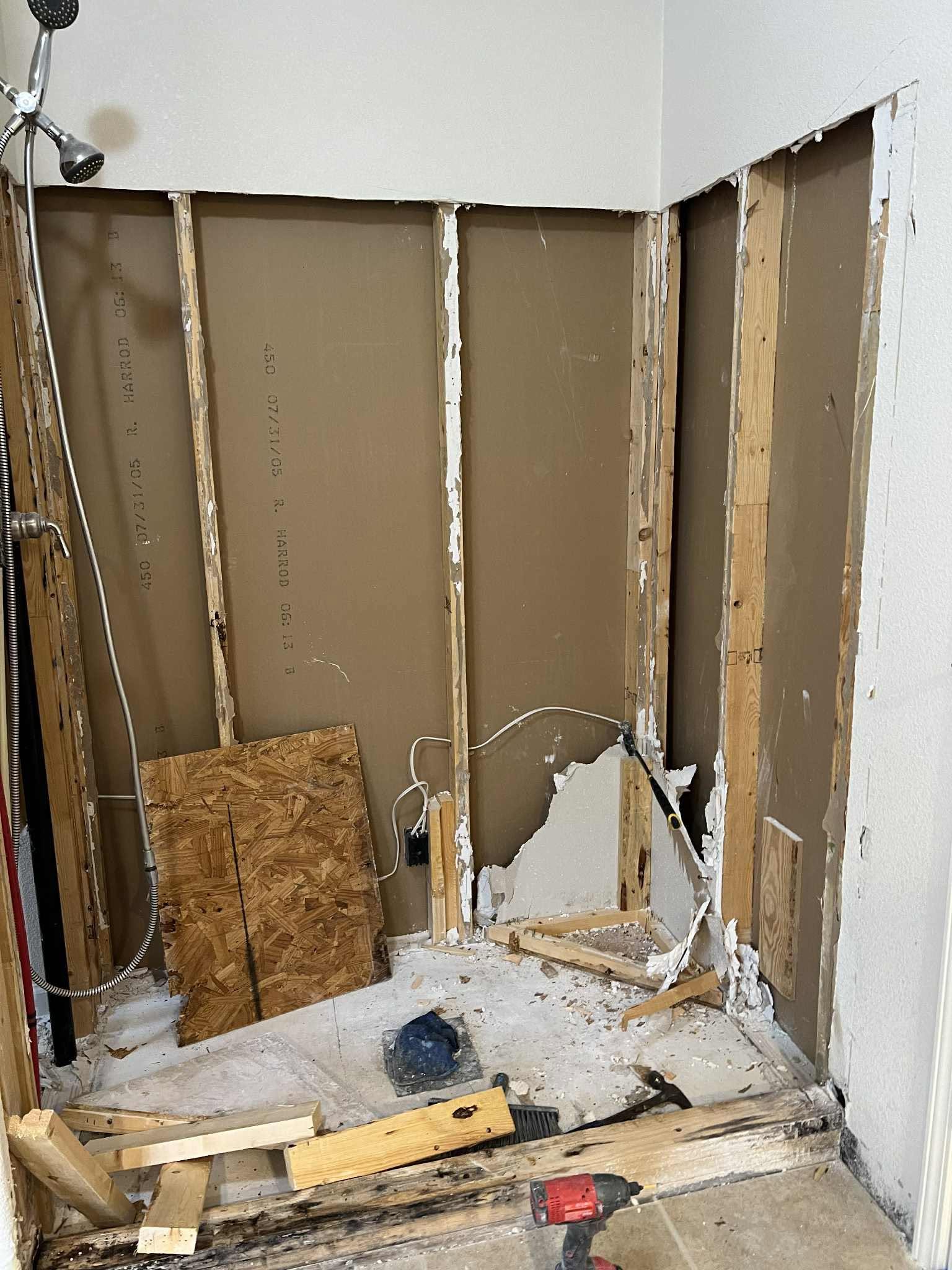 Shower remodel in progress project 3